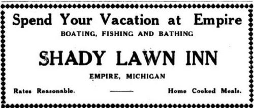 Shady Lawn Inn (Shady Lawn Lodge, Shady Lawn Cabins) - 1939 Ad (newer photo)